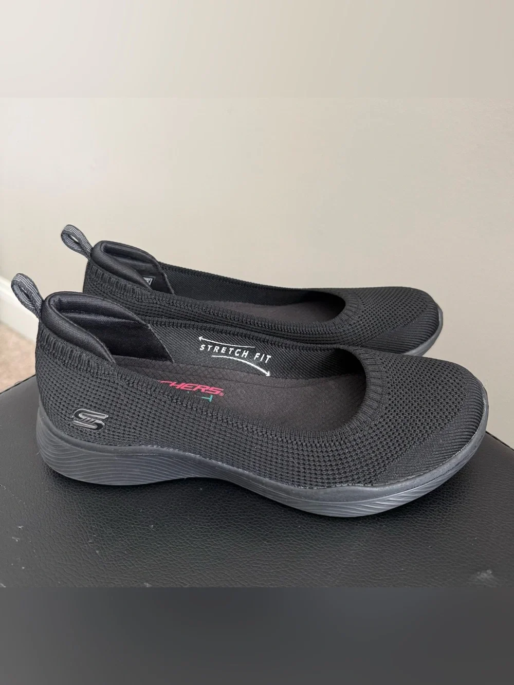 Skechers Black Stretch-Fit Slip-On Flats